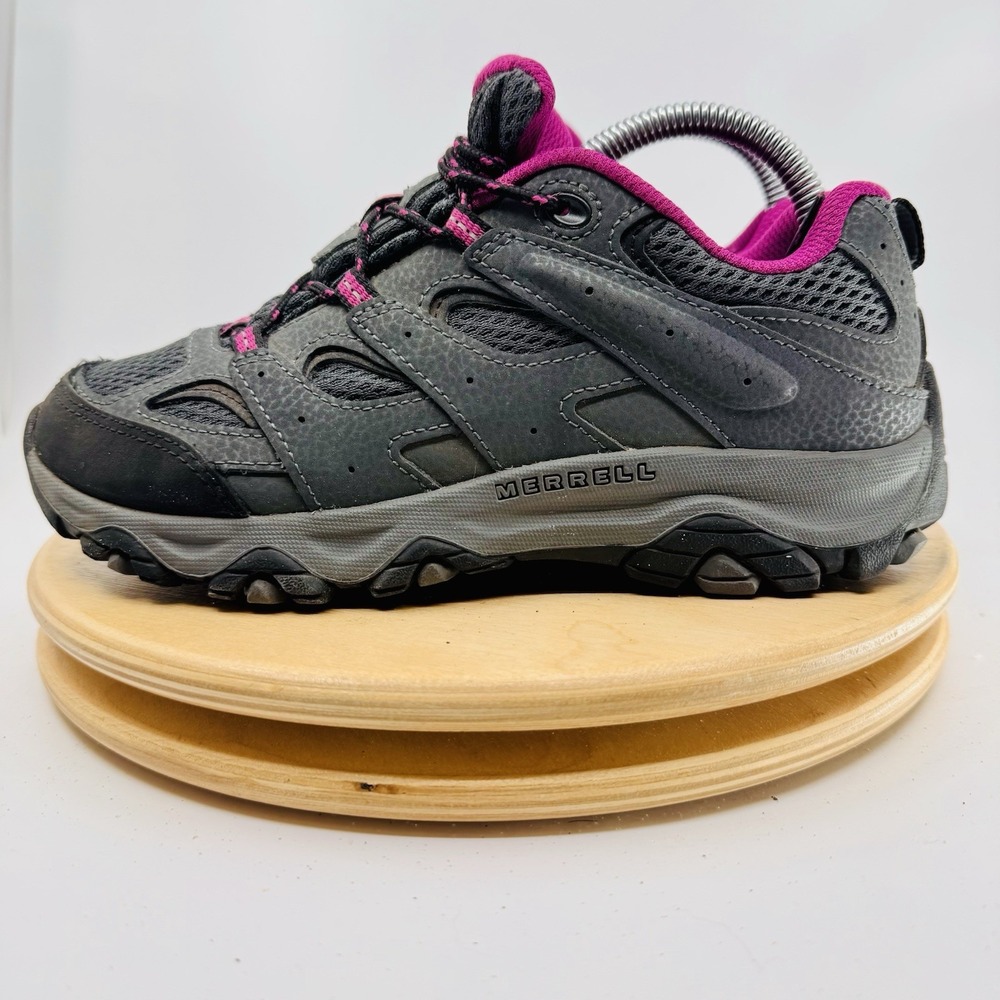 Merrell Moab 3 Low Shoes Kids 3.5 Gray Purple Waterproof Hiking Sneakers